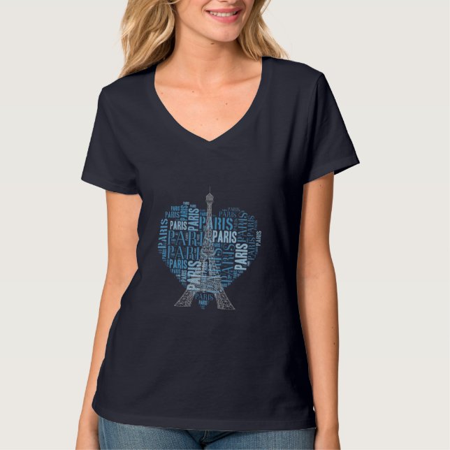Camiseta Torre Eiffel y inscripciones París en corazón (Anverso)