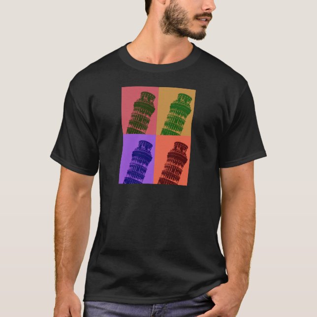 Camiseta Torre inclinada de arte pop de Pisa (Anverso)