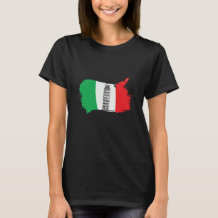 Camiseta Torre inclinada de Pisa en Toscana con bandera de