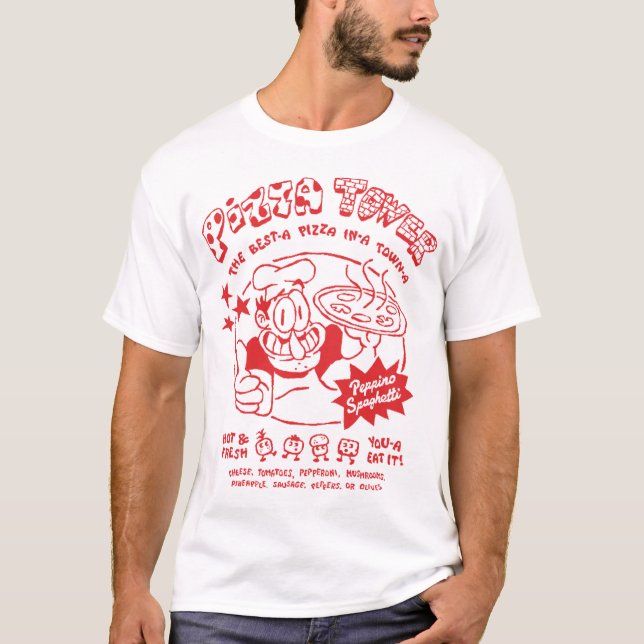 Camiseta Torre Pizza | la mejor pizza de una ciudad a (Anverso)