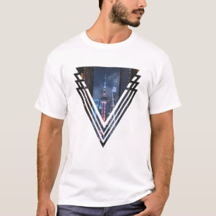 Camiseta Torre Shang Hai de noche - Diseño sencillo