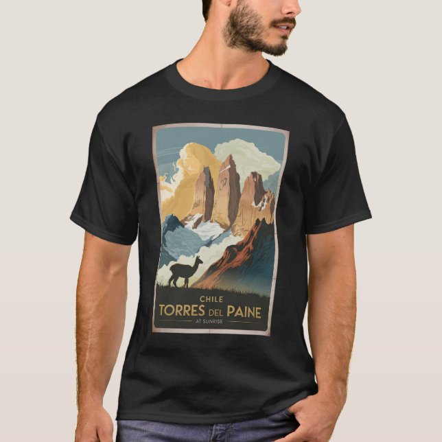 Camiseta Torres del Paine Chile Illustration Travel Art (Anverso)