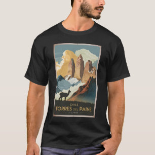 Camiseta Torres del Paine Chile Ilustración Arte de Viaje