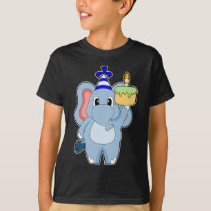 Camiseta Torta con Vela de Cumpleaños de Elefante