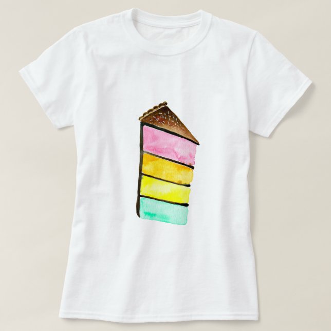 Camiseta Torta de arcoiris yacuarela arte lindo (Diseño del anverso)
