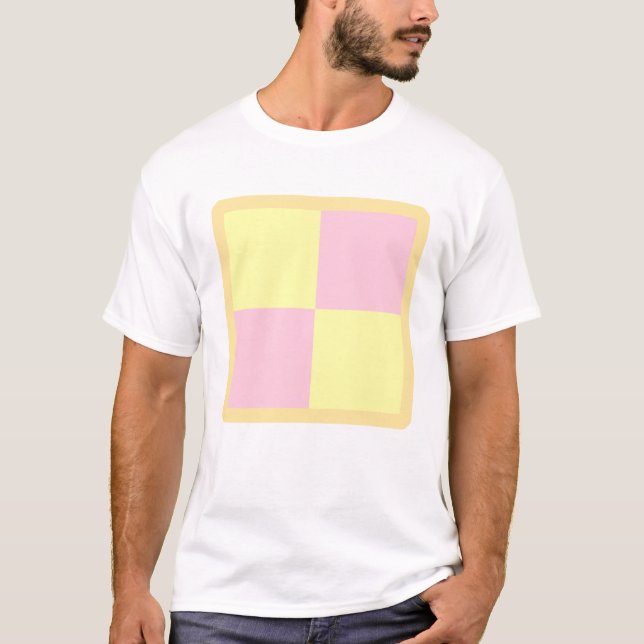 Camiseta Torta de Battenburg. Rosa y amarillo (Anverso)