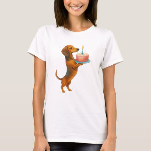 Camiseta Torta de cumpleaños cachorro dachshund perro salch