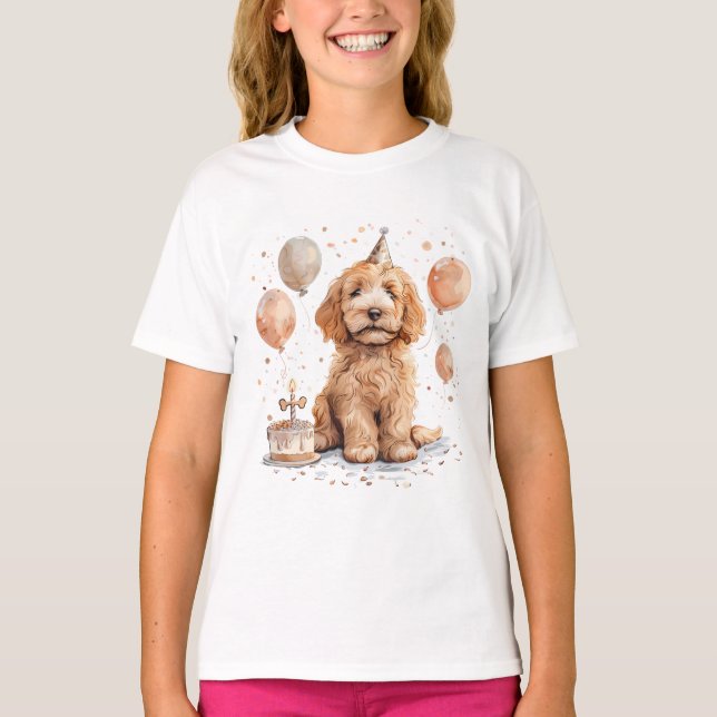 Camiseta Torta de cumpleaños de perro de Goldendoodle (Anverso)