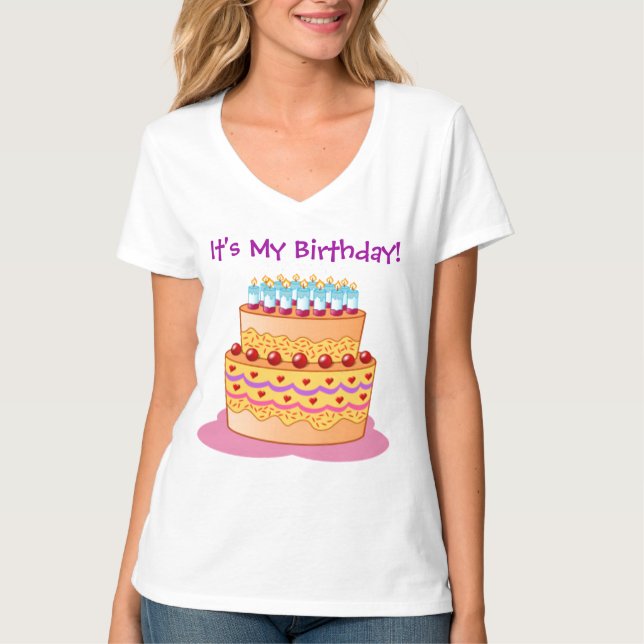 Camiseta Torta de cumpleaños grande (Anverso)