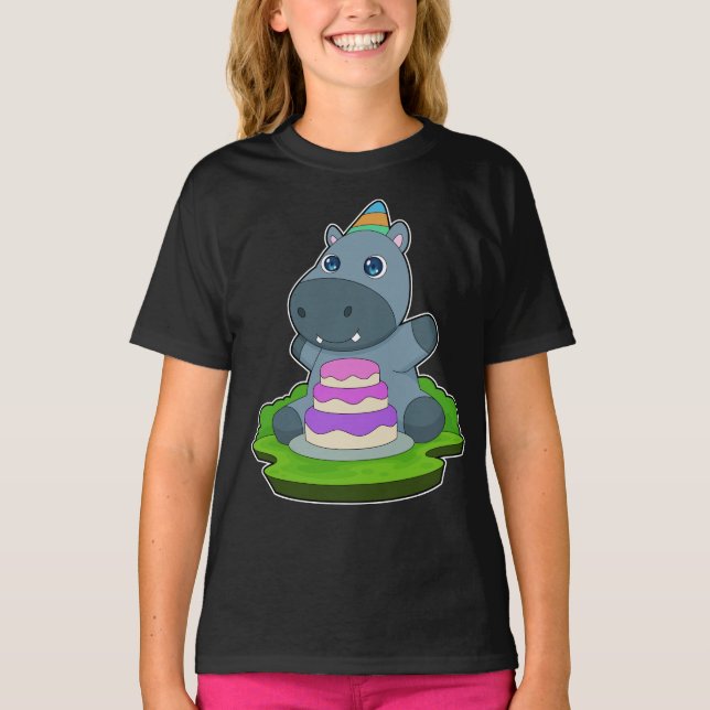 Camiseta Torta de cumpleaños Hippo (Anverso)