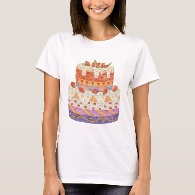Camiseta Torta de dos niveles de fresa (Anverso)