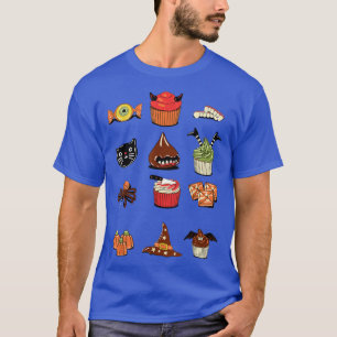Camiseta Torta de felino negro bruja Eyeball Spider Bat Hal