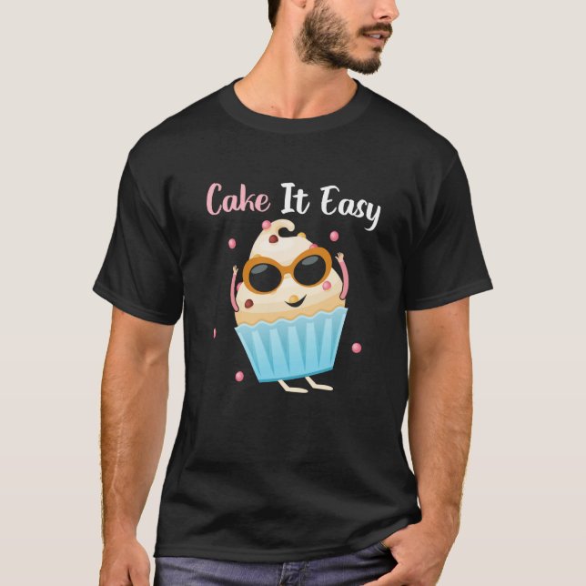 Camiseta Torta de impresión trasera Fácil panadería y repos (Anverso)