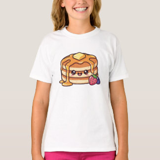 Camiseta Torta de panqueques Kawaii con jarabe y bayas
