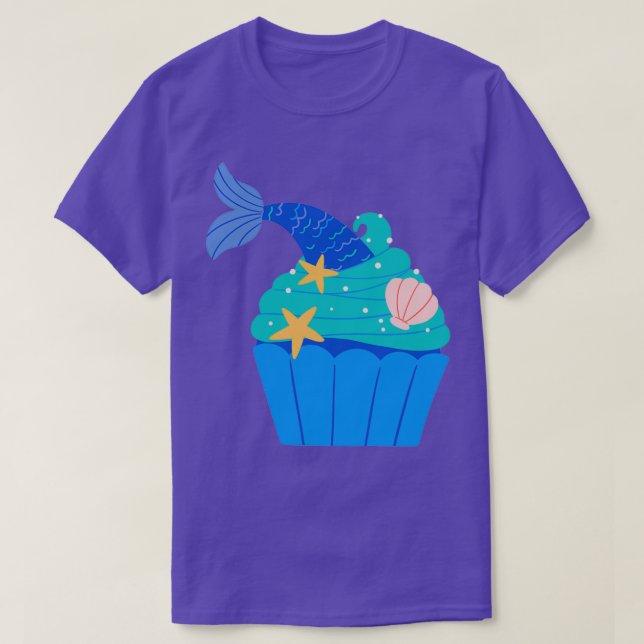 Camiseta Torta de sirena azul y verde (Diseño del anverso)