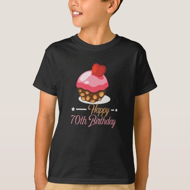 Camiseta Torta decorativa Cute 70 cumpleaños de chocolate (Anverso)