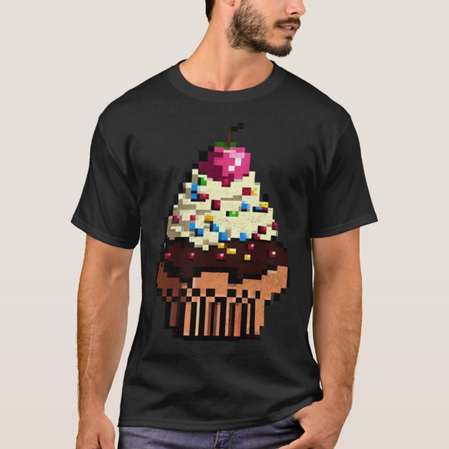 Camiseta Torta Pixel 8 bits Retro Juego Byte Hambriento Tor (Anverso)