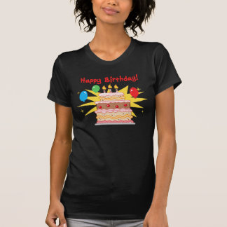 Camiseta Torta y globos del feliz cumpleaños