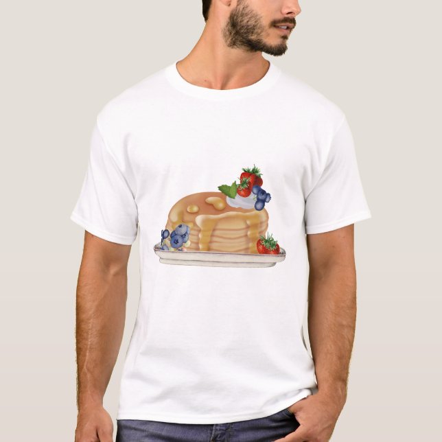Camiseta Tortitas Dibujadas a Mano Bayas Comida Desayuno (Anverso)