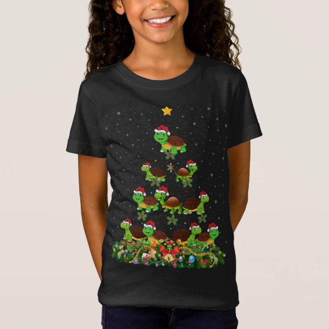 Camiseta Tortoise Xmas Tree Gift Santa Hat Tortoise Christi (Anverso)