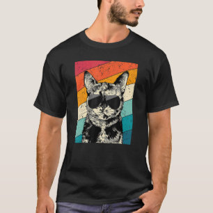 Camiseta Tortoiseshell Cat retro vintage con gafas de sol