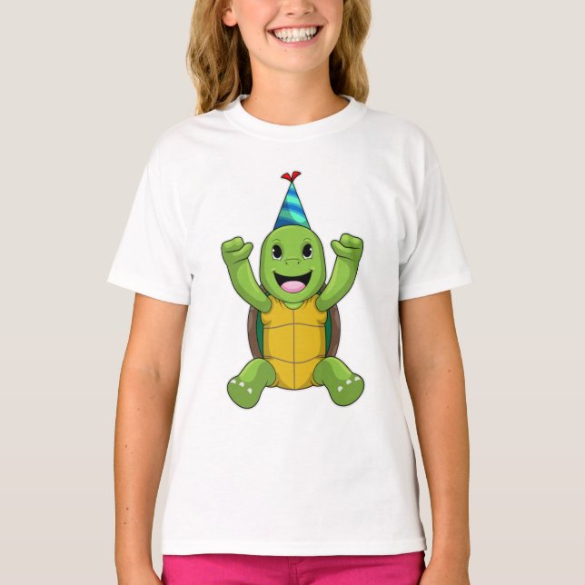 Camiseta Tortuga al cumpleaños con gorra Fiesta (Anverso)