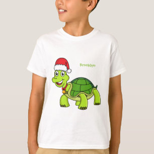 Camiseta Tortuga alegre lindo con sombrero de Santa