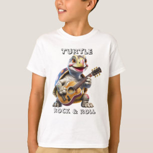 Camiseta Tortuga Animal Dibujos Animados Rock and Roll