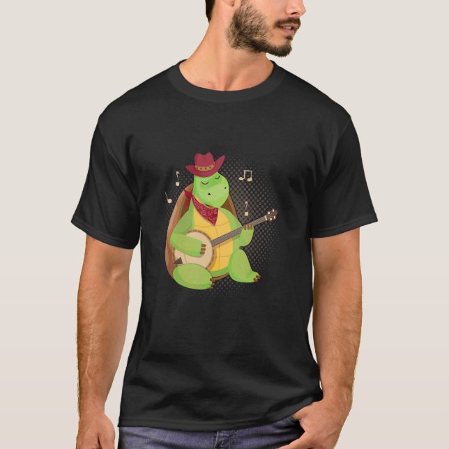 Camiseta Tortuga Animales Jugando Banjos Música Strings・ (Anverso)
