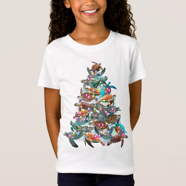 Camiseta Tortuga Árbol de Navidad Ornamento de Navidad Topp (Anverso)