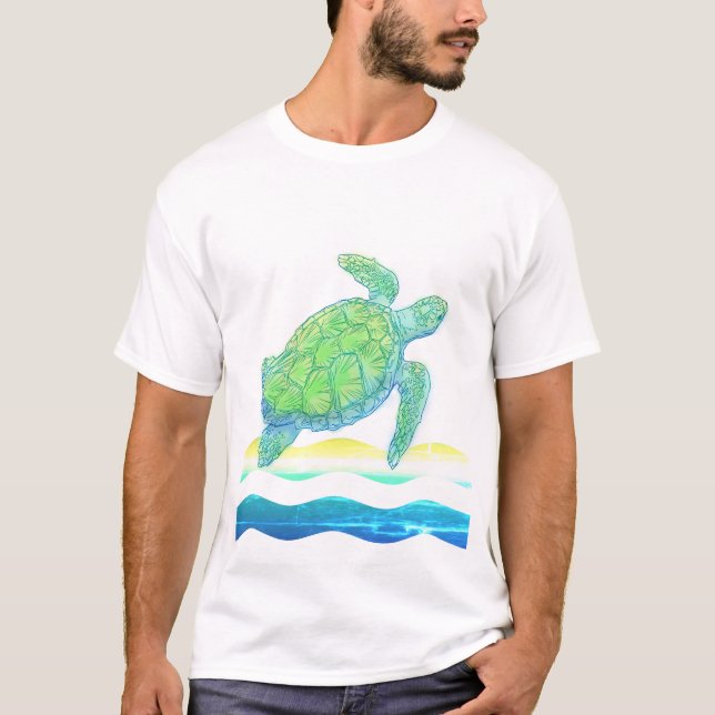 Camiseta Tortuga azul y verde del mar (Anverso)