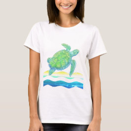 Camiseta Tortuga azul y verde del mar