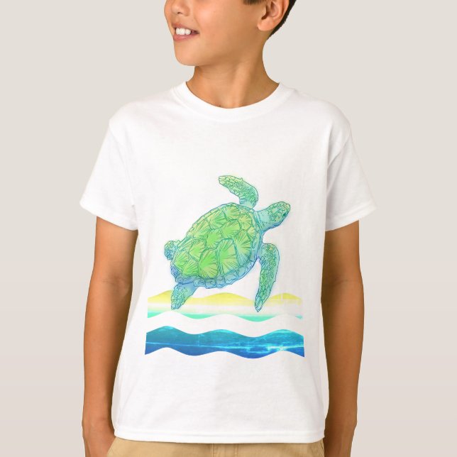 Camiseta Tortuga azul y verde del mar (Anverso)