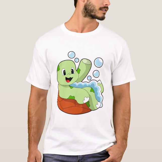 Camiseta Tortuga bañándose con espuma (Anverso)
