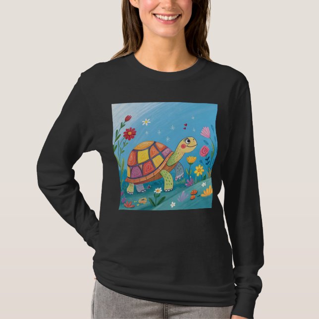 Camiseta Tortuga bebé dibujada (Anverso)