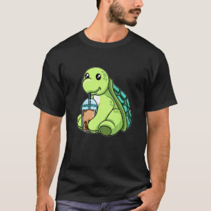 Camiseta Tortuga Bebiendo Burbuja Té Cute Animales Con Boba