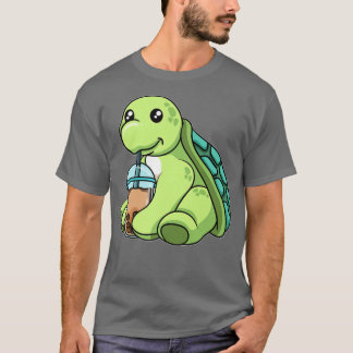 Camiseta Tortuga Bebiendo Burbuja Té Cute Animales Con Boba