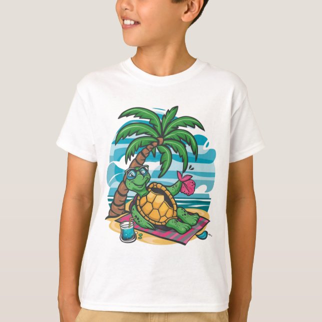 Camiseta Tortuga chillando cerca de la playa (Anverso)