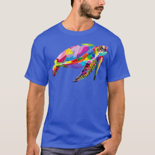 Camiseta Tortuga colorida mar flotante Tortuga geométrica y