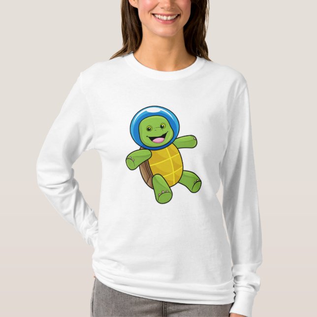 Camiseta Tortuga como astronauta con bola de vidrio (Anverso)