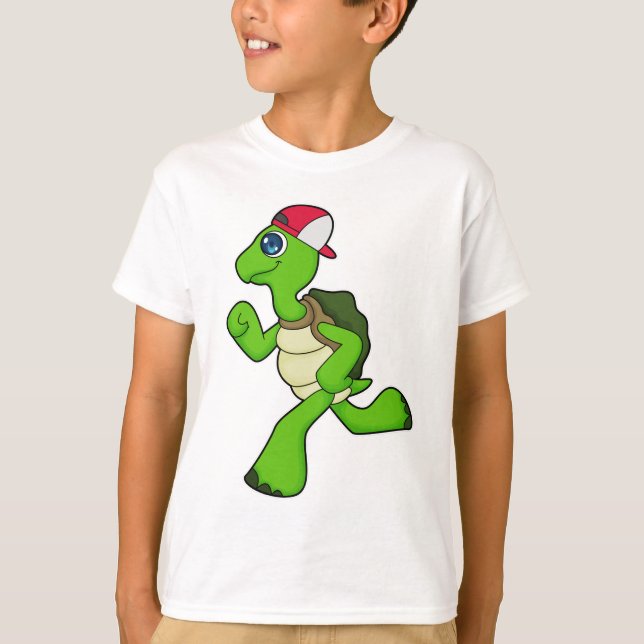 Camiseta Tortuga como corredora con gorra (Anverso)