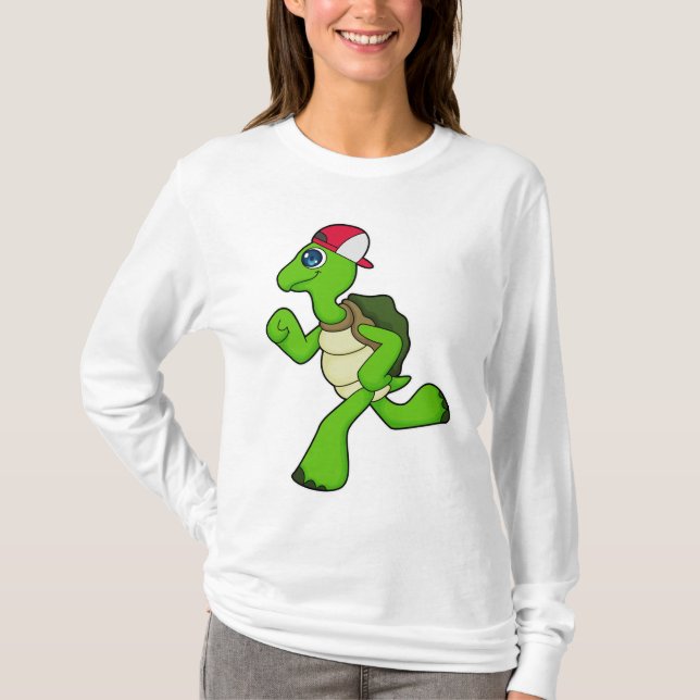 Camiseta Tortuga como corredora con gorra (Anverso)