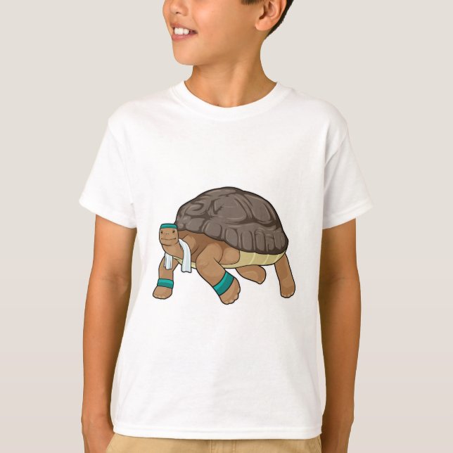 Camiseta Tortuga como corredora con toalla (Anverso)