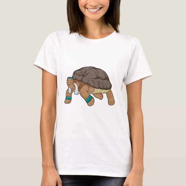 Camiseta Tortuga como corredora con toalla (Anverso)