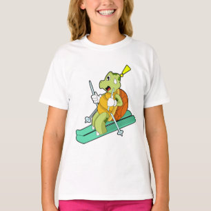 Camiseta Tortuga como esquiadora con esquí