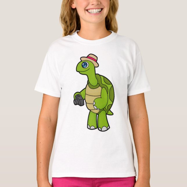 Camiseta Tortuga como fotógrafo con cámara (Anverso)