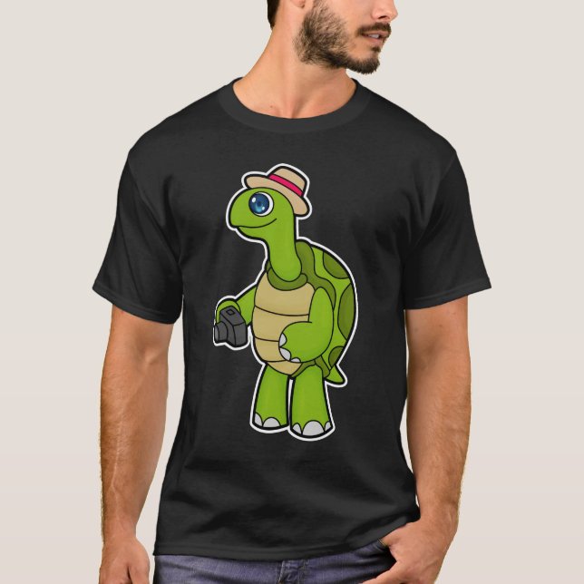 Camiseta Tortuga como fotógrafo con cámara (Anverso)