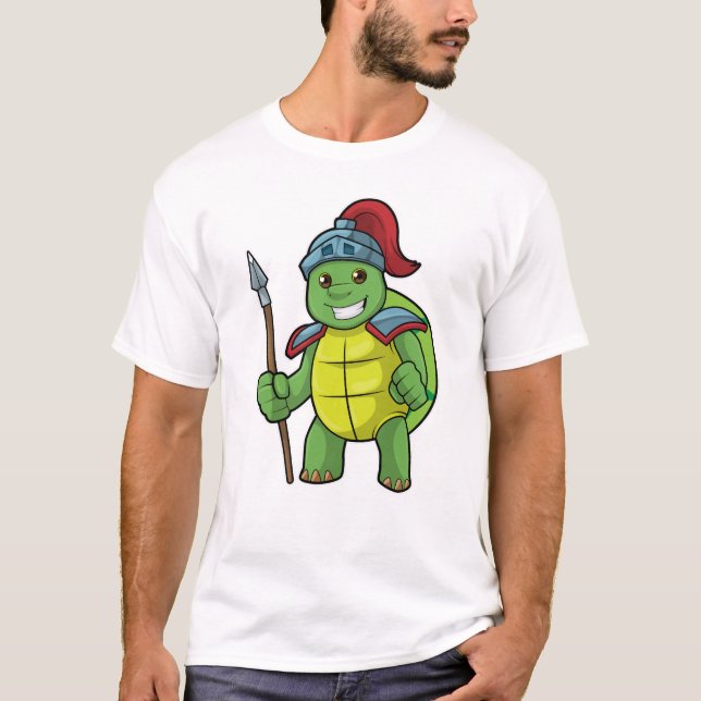 Camiseta Tortuga como guerrera con Spear y Helmet (Anverso)