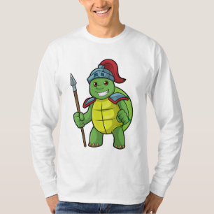 Camiseta Tortuga como guerrera con Spear y Helmet