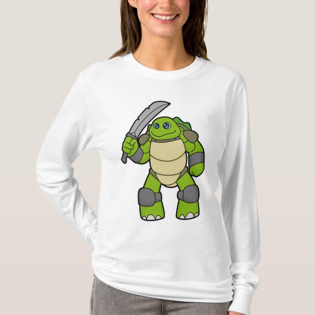 Camiseta Tortuga como guerrero con espada (Anverso)